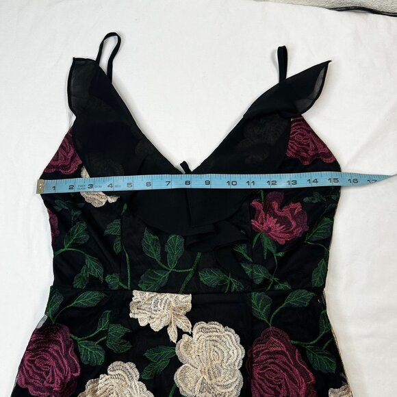 Lulus True to Heart Floral Embroidered Sheer Maxi Dress Black Tiered Ruffle Sm - Picture 11 of 16